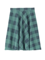 ブロックチェック柄フレアスカート/グリーン系(222)