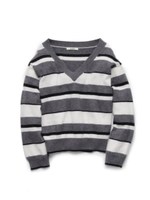 ボーダーニットプルオーバー/GRYxBLK