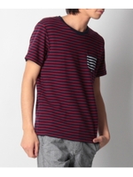 配色ポケットボーダークルーネックTシャツ/オフホワイト(303)