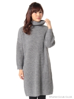 畔タートルニットワンピース/グレー