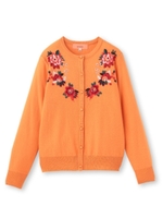 お花刺しゅうニットカーディガン/オレンジ(064)