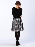アンゴラPO＆プリントスカートセット/クロ
