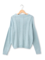 ケーブル編みボトルネックニット/グレー(012)