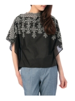 スカラップ刺繍レースブラウス/ブラック(019)