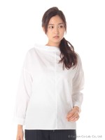 スタンドドレープブラウス/ホワイト