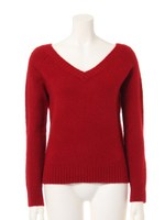 ハイゲージVニットTOPS/オフホワイト