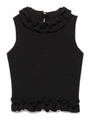 ハイネックフリルニットタンク/BLK