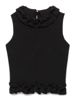 ハイネックフリルニットタンク/BLK