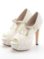 レースオープントゥパンプス/WH/WH