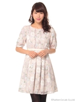 ロマンティックウィンターフラワーワンピ/ピンク