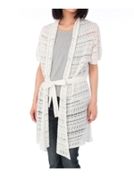 綿麻透かしガウンニットカーディガン/オフホワイト(003)