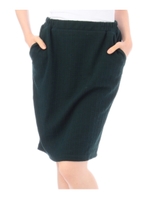 ふくれチェックタイトスカート/モスグリーン(024)