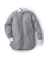 ツイルストライプレギュラーカラー クレリックシャツ/ダークグレー(313)