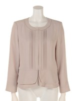 プルエラダブルクロスノーカラージャケット/ベージュ