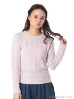 ヘリンボーンビジュー付ニットP/O/ラベンダー