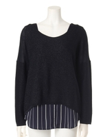 ラメ編み柄ツインニット/ネイビー(120)