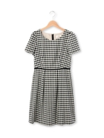 ウールチェックワンピース/ブラック(019)