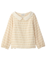 シースルーボーダー襟つき七分袖ブラウス/アイボリー(304)