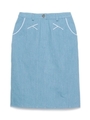パイピング配色デニムタイトスカート/LBLU