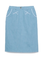 パイピング配色デニムタイトスカート/LBLU