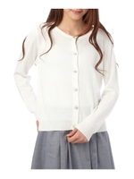 ビジュー使いクルーネックニットカーディガン/ホワイト(001)