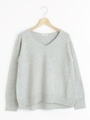 フェレットタッチVネックニット/グレー