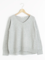 フェレットタッチVネックニット/グレー