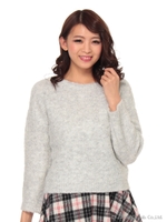 ブークレカラーニットトップス/ホワイト