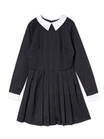 衿付きプリーツワンピース/レッド