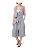 粗挽きスラブ天竺カシュクール風オールインワン/グレー(012)