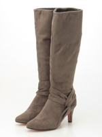 美脚ソフトターバンロングブーツ/グレースエード