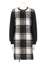 【chille anap】前身頃シャギーチェックワンピース/BK