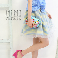 オーガンジー×ボーダーギャザースカート