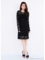 カットレースワンピース/カーキ