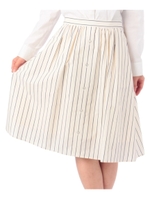 ボタンつきストライプミモレ丈スカート/アイボリー(304)