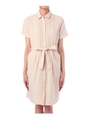 ベルト付きピンタックシャツワンピース/ベージュ系(051)