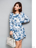 水彩フラワーワンピース/ブラック