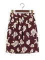 ★JOC サテン フラワー プリント Wゴム スカート　/　花柄/DK.BROWN