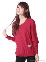 【OUTLET】カラフルニットドルマンカーディガン/レッド