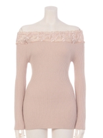 スカラレースオフショルニットTOPS/ベージュ