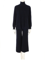 タートルネックニット×センタープレスニットパンツセットアップ/ネイビー