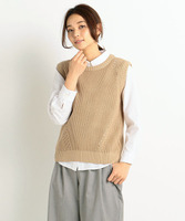畦編みクルーネックベスト