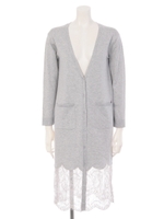裾レースカーデ/ライトグレー