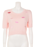 lip knit tops/pink