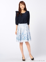 シアーチェックFlowerフレアーSK/パウダーブルー