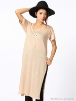 ディープスリットトップス/ブラック