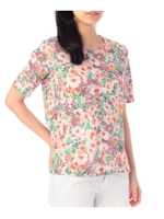 フラワープリントラウンドネックカットソー/ピンク(172)