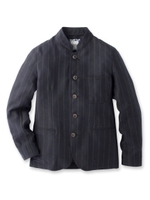 リネン混 ランダムヘリンボンストライプジャケット/ネイビー系(394)