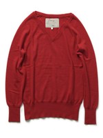 カシミヤ混ラグランVネックニット/パープル