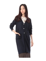 ハイゲージ編みロングカーディガン/ネイビー(093)